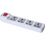 F194A 4'lü Anahtarlı Universal Grup Priz 2 Metre Güvenli Priz Kullanımı - Beyaz