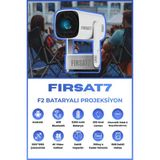 F2+ Bataryalı Projeksiyon Cihazı Taşınabilir 4K Destekli 1080P Android Sistemli Projektör - Beyaz
