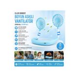F3 Boyun Askılı Vantilatör Serinletici Fan Çift Fanlı Boyunluk Vantilatör 3 Kademe Hız Ayarlı Şarjlı Mini Klima Pervane