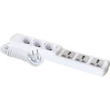 F301A – 3+3 Universal Grup Priz 2 Metre | Kompakt Çoklu Priz Çözümü - Beyaz