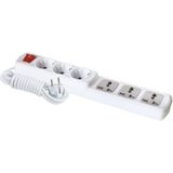 F303B – 3+3 Anahtarlı Universal Grup Priz 3 Metre | Orta Uzunlukta Fonksiyonel Güç - Beyaz - 1