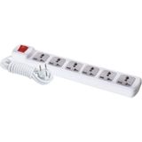 F307B 6'lı Anahtarlı Universal Grup Priz 3 Metre Pratik Orta Mesafe Priz - Beyaz - 1