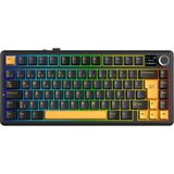 F75 Max Mekanik Rgb Tkl Graywood V4 Switch Kablosuz Makrolu Hot Swap Türkçe Q Klavye Siyah - Çok Renkli