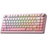 F75 Mekanik Rgb Tkl Sessiz Cotton Candy Switch Kablosuz Makrolu Hot Swap Klavye Pembe - Sarı