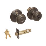 F80-GEO Gürcü Depo Kapı Tokmağı Seti, Eskitilmiş Bronz - 001-Renkli - Option-1