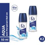 Fa Aqua Roll-On Ferah Koku 50 ml x 2 Pudrasız Formda Kullanıma Uygun