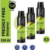 Fa Freshly Free Nane & Bergamot Deosprey 3'lü Set 150 ml Alüminyum ve Alkol İçermez Ferahlatıcı