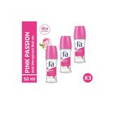 Fa Pink Passion Roll-On Deodorant 3x50 ml set – Aromatik Çiçek Kokusu, 48 Saat Koruma