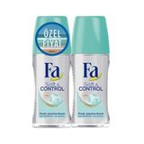 Fa Soft & Control Roll-On 2'li Set, 50ml+50ml, Taze Yasemin Kokusu, 48 Saat Koruma