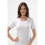 FAAL 228 Kadın Penye Ribana Biyeli Yarım Kol Bisiklet Yaka Atlet, Beyaz, L