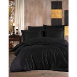 Faal Çizgili Siyah Pamuk Saten King Size Nevresim Takımı - 220 x 240 cm