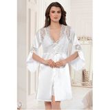 FAAL DANTEL DETAYLI SATEN GECELİK SABAHLIK TAKIM 2118 BEYAZ 2XL