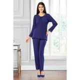Faal Kadın Uzun Kollu Dantel Detaylı Pijama Takımı, Lacivert, L Beden HG8682892215957