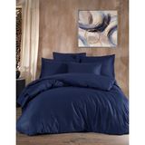 Faal Pamuk Saten Çizgili, Nevresim Takımı, Koyu Indigo - 200 x 220 cm - Lacivert