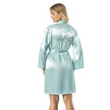 FAAL SATEN BRİDE SABAHLIK 5905 Saten Gelin Sabahlığı, Beyaz, Rhinestone 'Bride' Yazılı, Kimono Tarzı, Kuşaklı (YEŞİL, S)