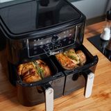 Fabcio Duo Dokunmatik Ekran 9 Lt Çift Hazneli Airfryer Yağsız Fritöz - Siyah