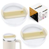 Fabenyok Stanley Cup için 40 oz Bardak Kapağı Yedek Kesim, Stanley Seyahat Tumbler için 2 Paket Şeffaf Yedek Kapak, Stanley Bardak Aksesuarları için Dökülmeye Dayanıklı Bardak Kılıfları (Opak - Krem)