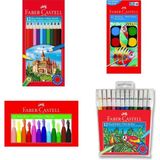 Faber Castel 12 Li Pastel Boya Keçeli Kalem Kuru Boya Sulu Boya Seti - Renkli