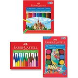 Faber Castel 24'lü Kuru Boya + Faber Castel 24'lü Pastel Boya + Faber 21'li Sulu Boya / 69 Parça Set - Çok Renkli