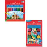 Faber Castel 24'lü Kuru Boya Kalemi + Faber Castel 21'li Sulu Boya / 45 Parça Set - Boya Seti - Çok Renkli