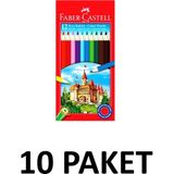 Faber-Castell 10 Paket Karton Kutu 12 Renk Kuru Boya Kalemi