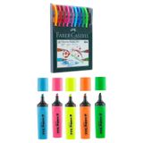 Faber Castell 10 Renk Tükenmez Kalem 1425 ve Edding E-344 Fosforlu Kalem Seti, Çok Renkli