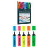 Faber Castell 10 Renk Tükenmez Kalem 1425 ve Edding e-344 Fosforlu Kalemi 5li Poşet Karışık