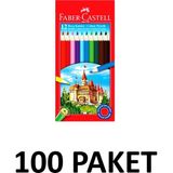 Faber-Castell 100 Paket Karton Kutu 12 Renk Kuru Boya Kalemi
