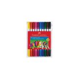Faber Castell 10’lu Çift Uçlu Keçeli Kalem, Canlı ve Parlak Renk, Yıkanabilir, Ergonomik, Dayanıklı Plastik Gövde