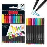 Faber-Castell 116451 - Black Edition keçeli kalem seti, 10'lu kutu, fırça uçlu, çocuklar ve yetişkinler için