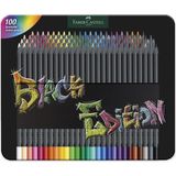 Faber-Castell 116490 - Black Edition Renkli Kalemler, 100'LÜ Metal Kutu, Kırılmaz, Çocuklar ve Y - Çok Renkli