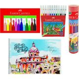 Faber-Castell 12 li Pastel Boya Metal Tüp Kuru Boya ve Resim Defteri Renkli Karton Yapraklı