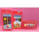 Faber Castell 12 'li Sulu Boya , 12 'li Kuru Boya , 12'li Pastel Boya ( 3 'lü Set )