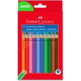 Faber-Castell 12 Renk Jumbo Boya Kalemi Tam Boy 12'li Set Kağıt ve Karton Yüzeylerde Kullanım