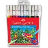Faber-Castell 12 Renk Keçeli Kalem Yıkanabilir İnce Uçlu Çizim İçin 12 Parça