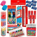 Faber-Castell 12 Renkli Okul Seti 12 Parça Kalemler ve Yapıştırıcı ile Renkli Eğlence