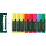 Faber-Castell 1425 10'lu Mavi Tükenmez Kalem + Faber-Castell 6+2 Fosforlu Kalem Seti