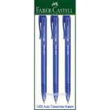 Faber Castell 1425 Auto Basmalı Mavi 3 Adet Tükenmez Kalem
