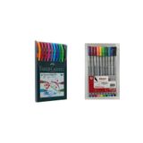 Faber Castell 1425 Tükenmez Kalem 10 Renk + Fineliner Kalem 10 Renk