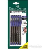 Faber-Castell 1425 Tükenmez Kalem 10'lu Set – 0.7 mm Iğne Uç, Siyah & Mavi Renk - Mavi - Siyah
