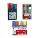 Faber Castell 1425 Tükenmez Kalem + Fineliner Kalem - Çift Uçlu Fineliner Extra Fine Kalem 3 Set