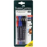 Faber-Castell 1425 Tükenmez Kalem Seti, 5'li, 0.7mm, Kırmızı-Mavi-Siyah