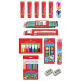 Faber Castell 15 Parça Okul Öğrenci Seti,Boyama Seti,Yazı Seti,Stick Yapıştırıcı,Silgi,Kalemtıraş Donanımlı Set