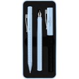Faber Castell 2011 Hediye Seti, Gök Mavisi, M Uçlu Dolma Kalem + XB Tükenmez Kalem, Metal Kutuda