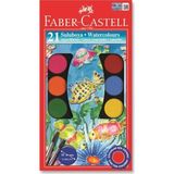 Faber-Castell 21 Renk Büyük Boy Sulu Boya 1 Adet Çocuklar İçin Güvenli Renkli Boyalar Türkiye Menşeli 125021