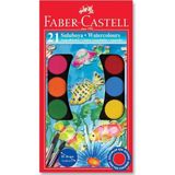 Faber-Castell 21 Renk Sulu Boya Seti 30 mm Tabletler Çocuklar İçin Güvenli Kırtasiye Ürünü