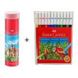 Faber-Castell 24'lü Tüp Kuru Boya + Faber-Castell 12 Renk Keçeli Kalem