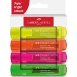 Faber-Castell 254644 Textliner 1546 Fosforlu Kalem, Neon Renkler, 4 Adet