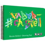 Faber-Castell 25x35 cm 15 Yaprak Logo Spiralli PP Kapak Resim Defteri - 0477 Yeşil