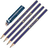 Faber-Castell 2B Dereceli Resim Kalemi Kolay Açılır Uç Kırılmasına Dayanıklı 4'lü Mavi
